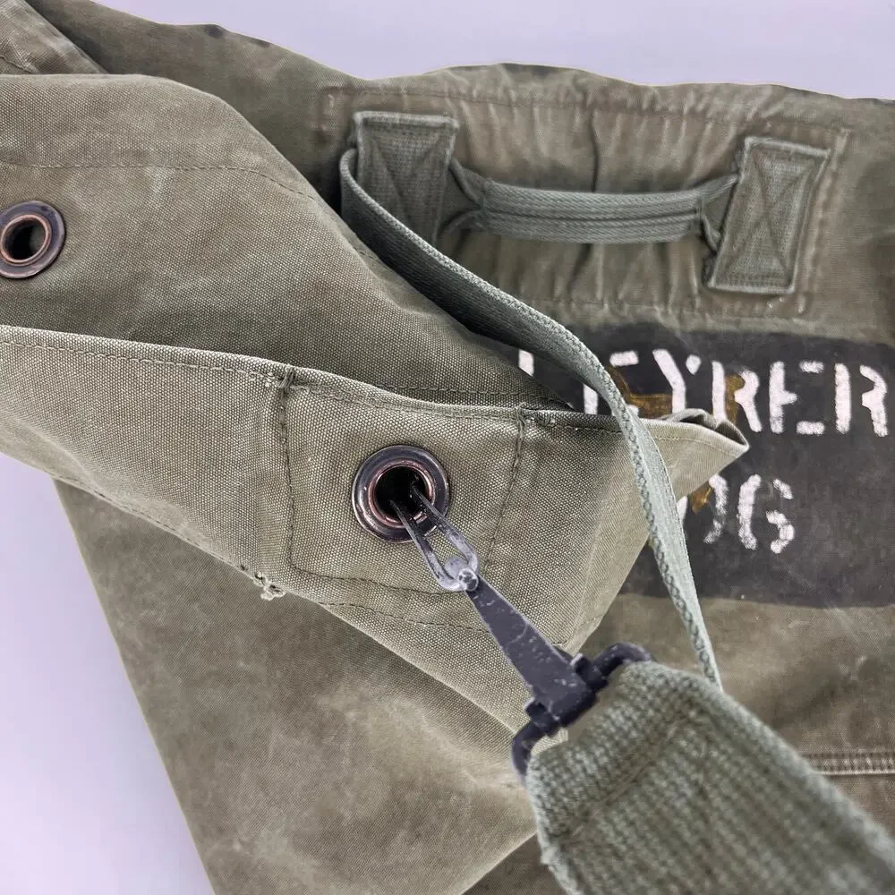 Vintage (Vietnam) Army Duffle Barracks Bag Tote Stenciled with Strap